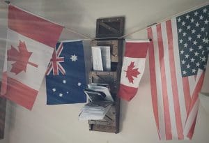 This image represents three great nations and their flags.