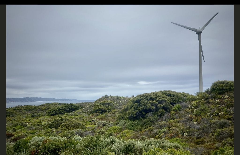 This image shows part of an Ozzie wind farm.