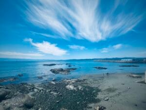 From your position at James Bay you have a vista of jagged coastline and open sky.